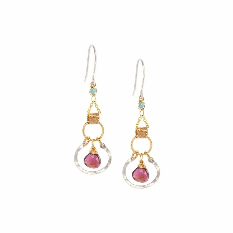 women’s radiant silver drop earrings-Crimson Ember Earrings