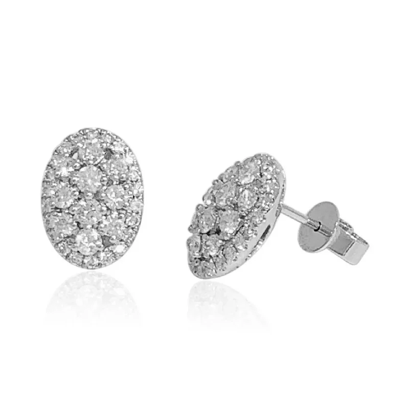 women’s bold crystal earrings-White Gold Diamond Cluster Stud Earrings