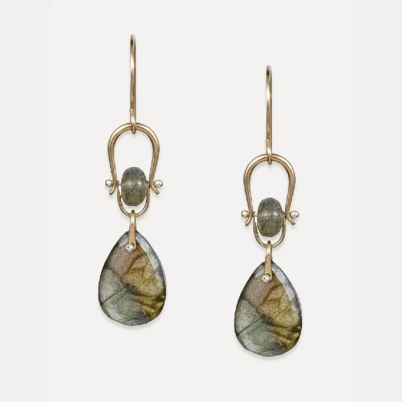 women’s classic hoop gemstone earrings-Samira Earrings with Labradorite