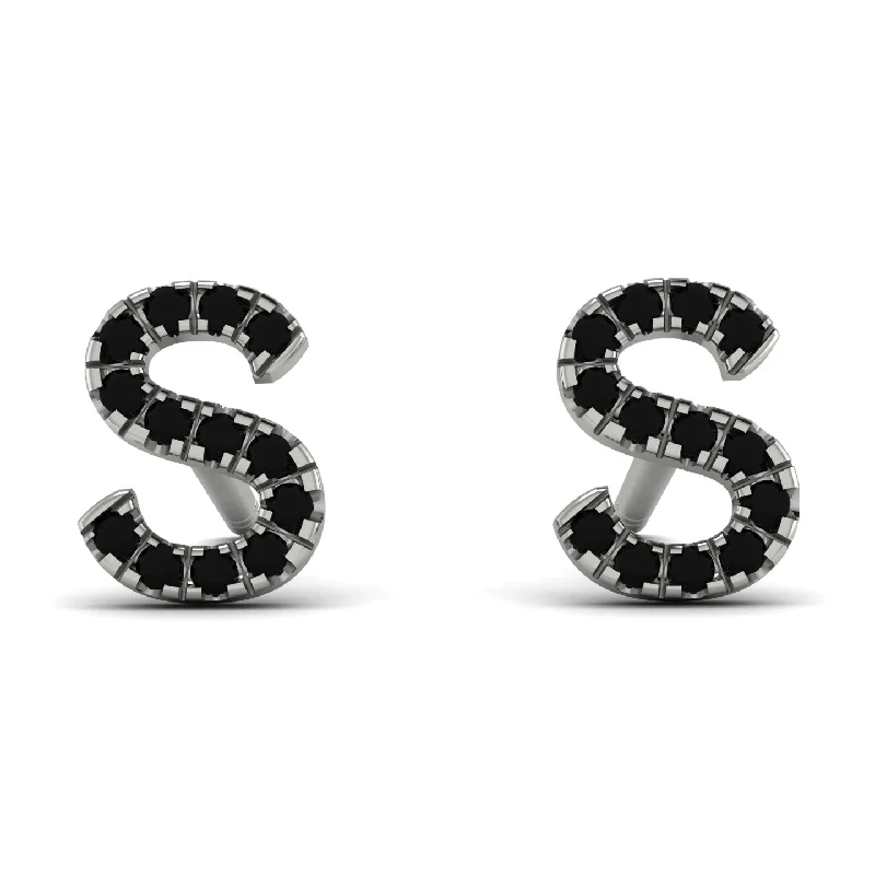 women’s trendy gemstone earrings-Personalised Initial Black Diamond Earrings - Gloria No. 9