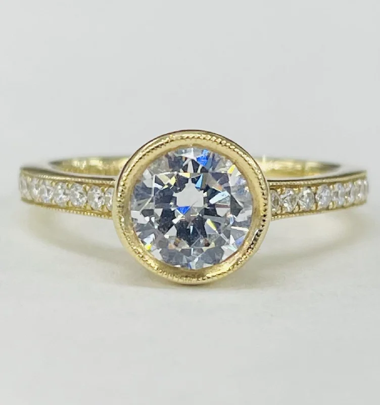 diamond engagement rings-Noam Carver - Bezel Set Accented Diamond Setting