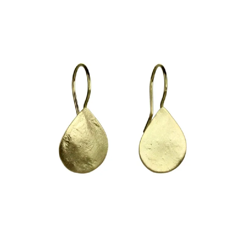 women’s unique gold earrings-Yellow Gold Parchment Teardrop Earrings