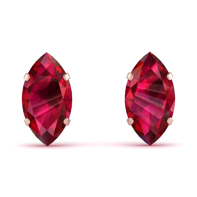 women’s gemstone stud earrings-Hidden Halo Marquise Ruby Earrings - Journey No. 11