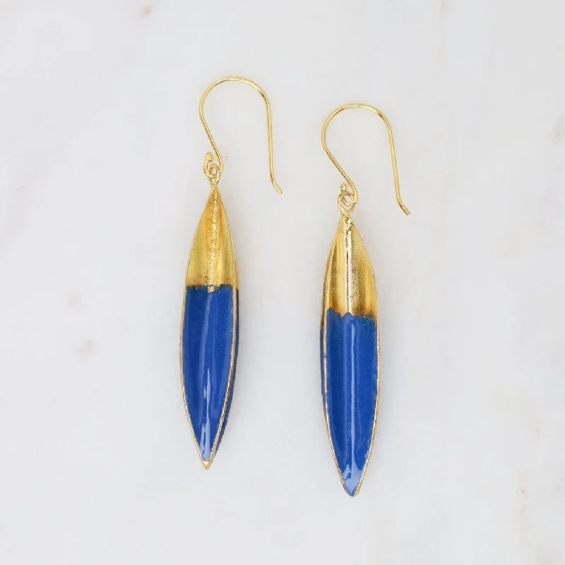 women’s golden drop earrings-Large Architectural Pod Earrings in Blue Wedgewood