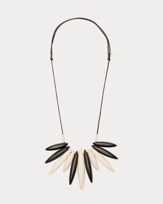 women’s sterling silver pendant necklaces-Bird of Paradise Necklace Black White