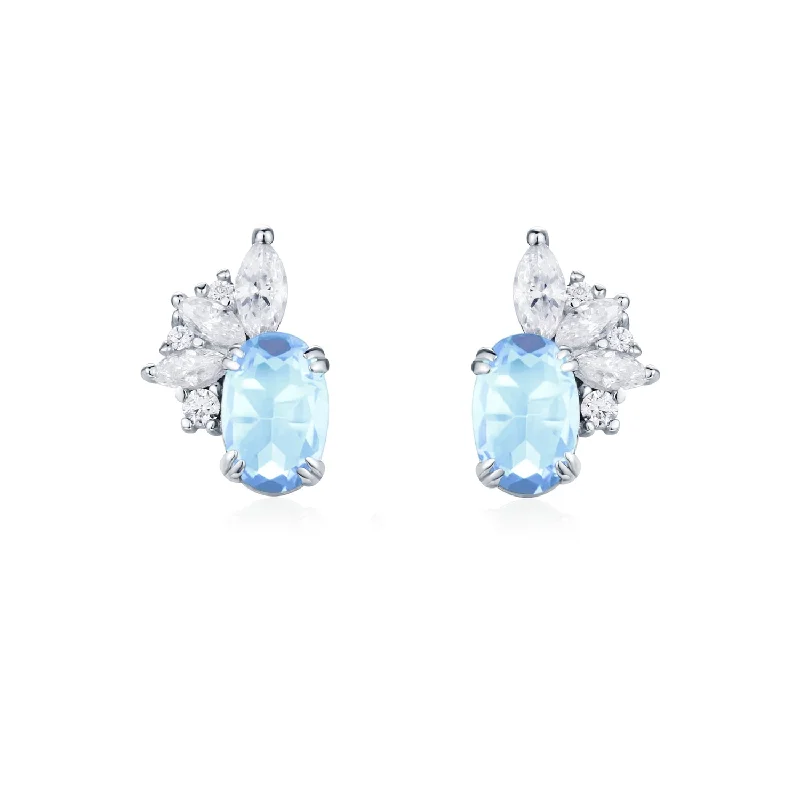 women’s ear cuffs-Twilight Star Sky Blue Topaz Earrings