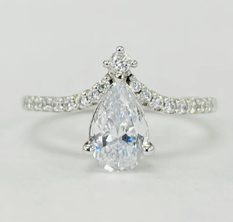 radiant-cut engagement rings-Romance - Chevron Crown Diamond Setting