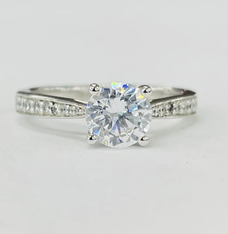 halo engagement rings with diamonds-Romance - Tappered Cathedral Diamond Setting