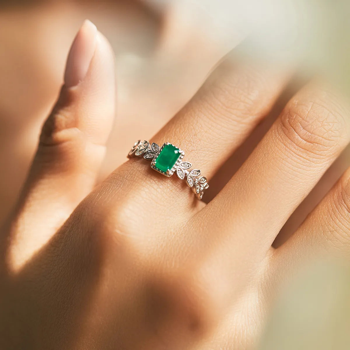 women’s engagement rings with round-cut emeralds-Ig Style Elegant Rectangle Sterling Silver Plating Inlay Zircon Rhodium Plated Rings