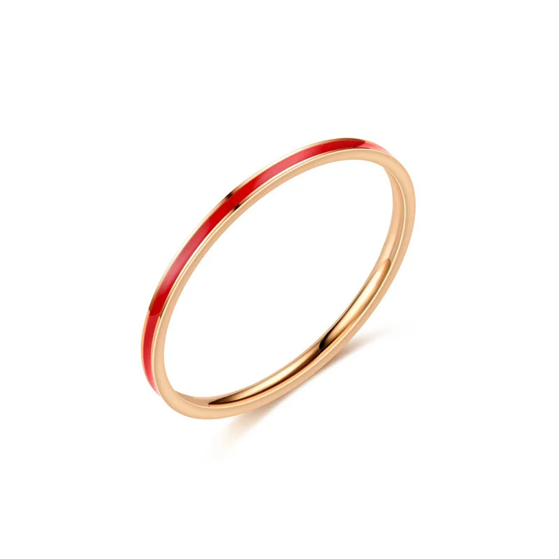 1mm Drip Ring-Rose Gold Red Oil