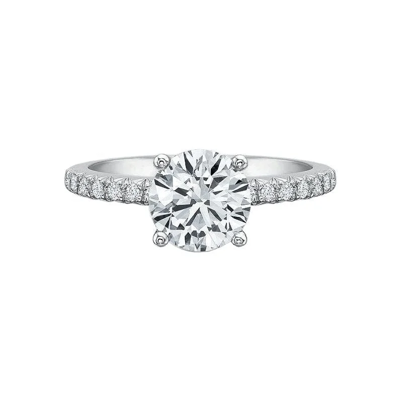 beautiful solitaire engagement rings-Petite FlushFit Diamond Semi Mount Ring