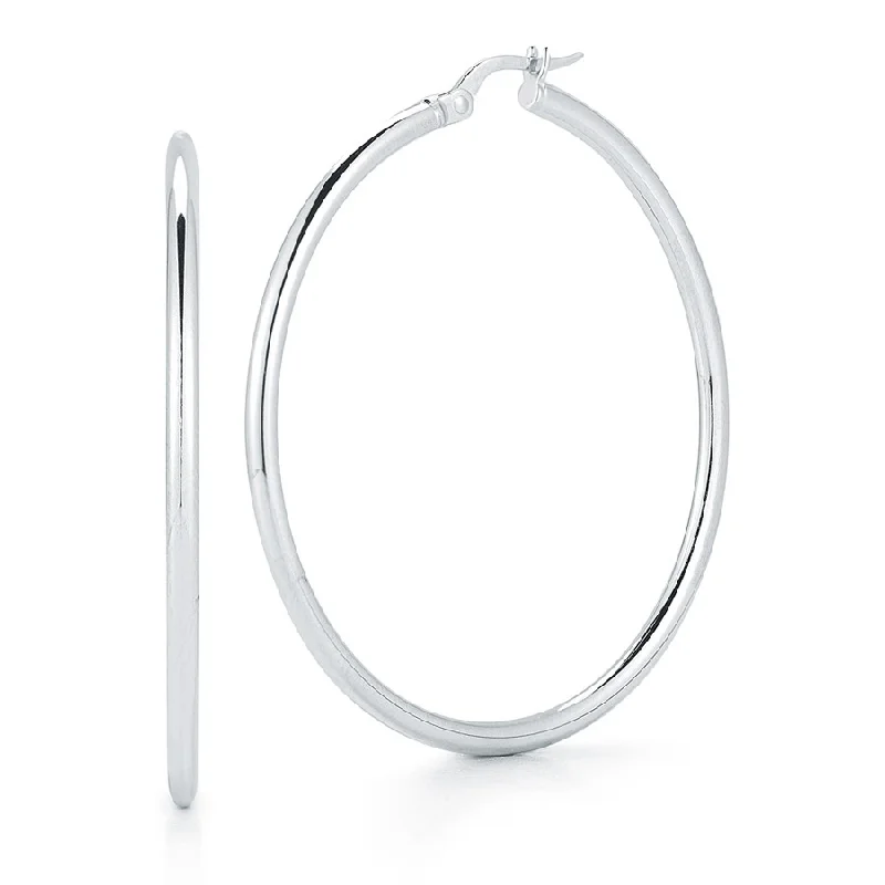 women’s timeless gold earrings-Roberto Coin White Gold 45mm Hoop Earrings