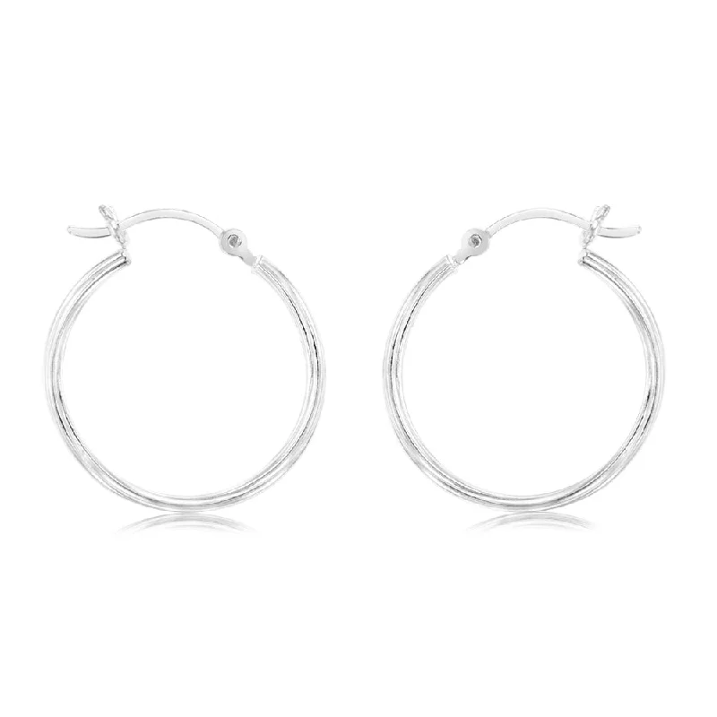 women’s chic jewelry earrings-Sterling Silver Ribbed 20mm Hoop Earrings