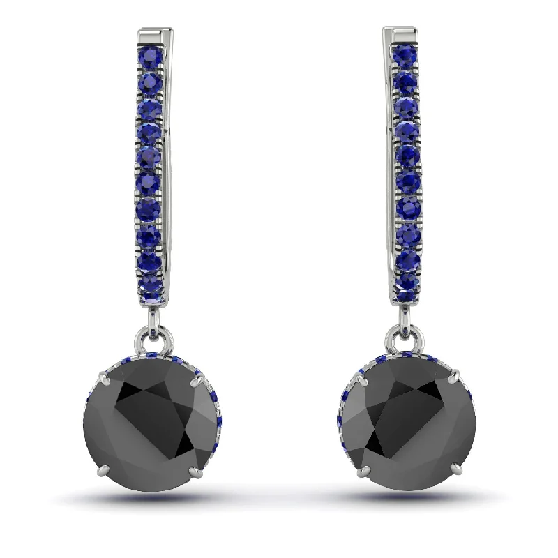 women’s gorgeous crystal earrings-Black Diamond Dangle Earrings With Hidden Halo - Adaline No. 69