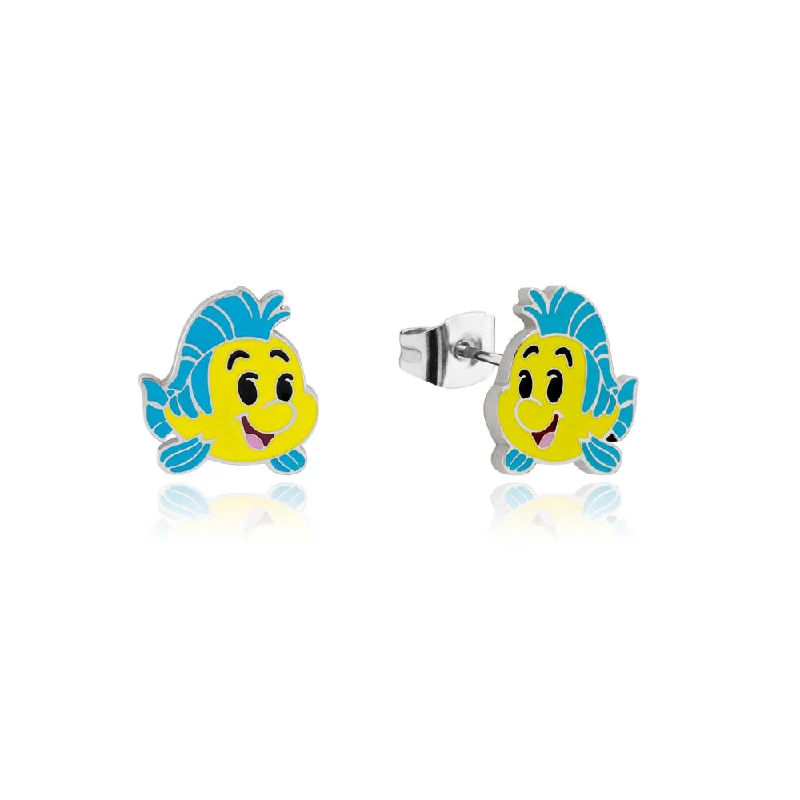 women’s sapphire stud earrings-Disney Stainless Steel Flounder Stud Earrings