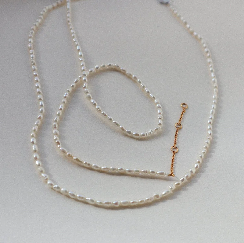 women’s adjustable gold necklaces-'Selene' Seeded Pearl Necklace