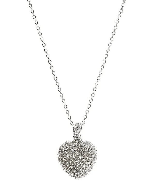 women’s hollow pendant necklaces-Pave Heart Pendant Necklace