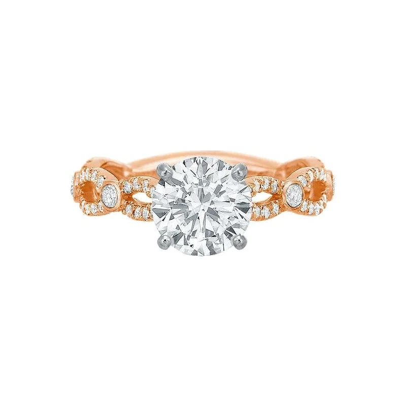 diamond engagement rings with three stones-Extraordinary Twist Diamond Semi Mount Ring