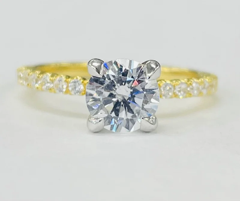 stunning diamond engagement rings-Romance - Simple Yellow Gold Diamond Setting