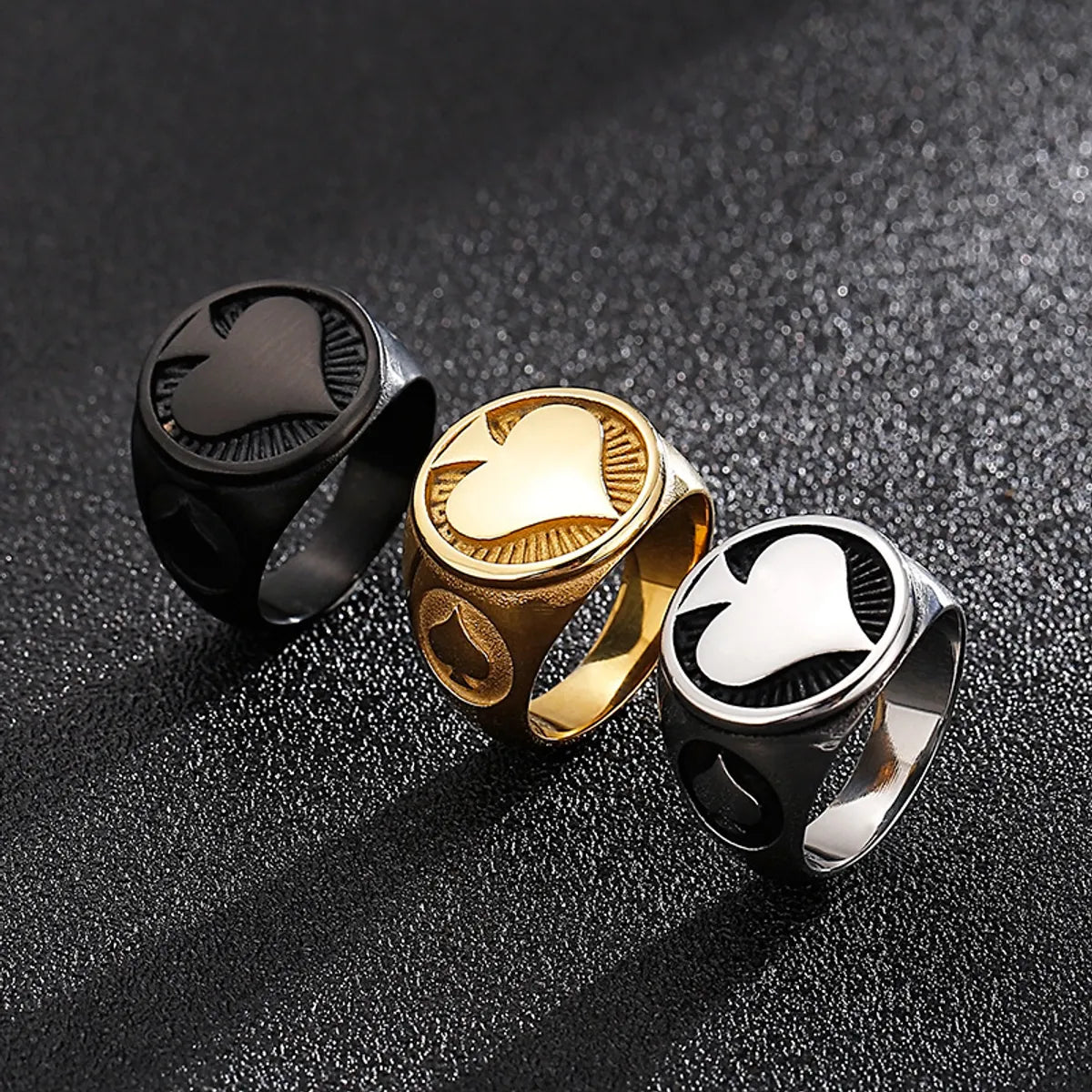 women’s wedding rings with colored stones-Simple Style Heart Shape Stainless Steel Plating 18K Gold Plated Men'S Rings