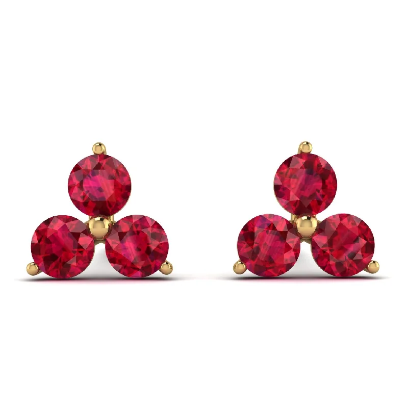 women’s chunky gemstone earrings-Minimalist Ruby Stud Earrings - Jillian No. 10