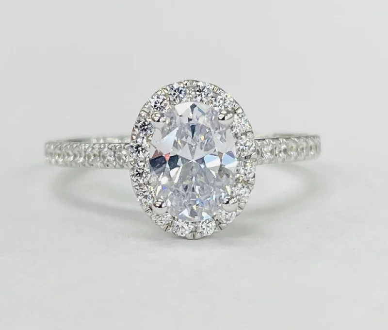 diamond engagement rings with intricate bands-Romance - Halo Detailed Diamond Setting