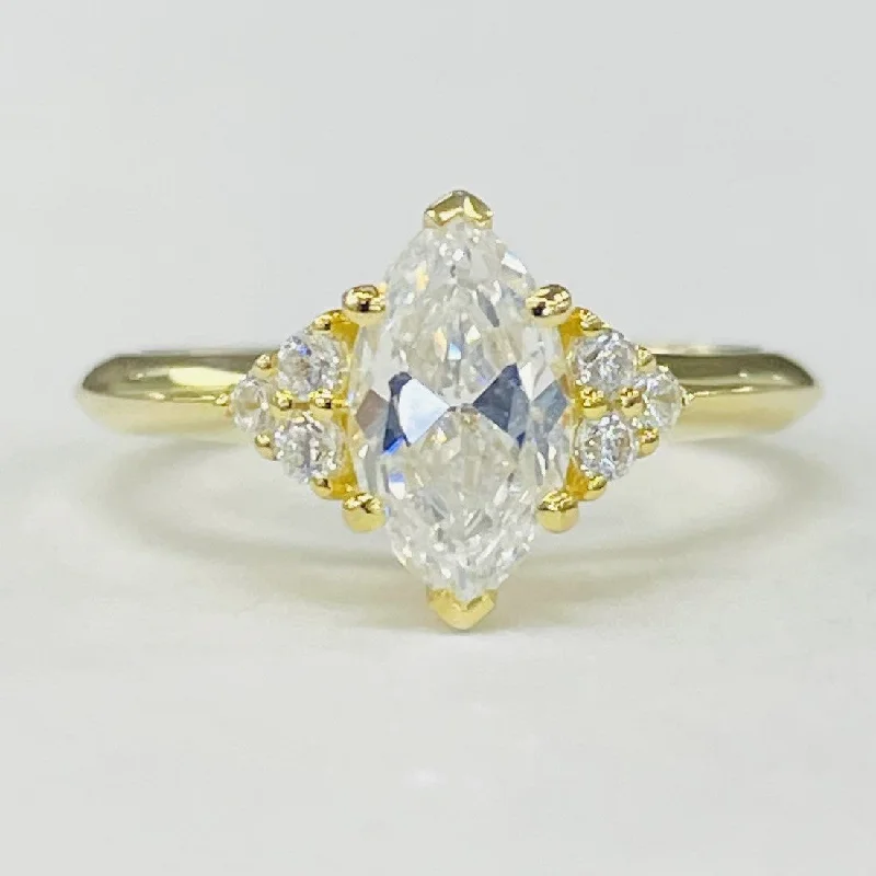 small diamond engagement rings-Noam Carver - Modern Marquise Accented Diamond Setting