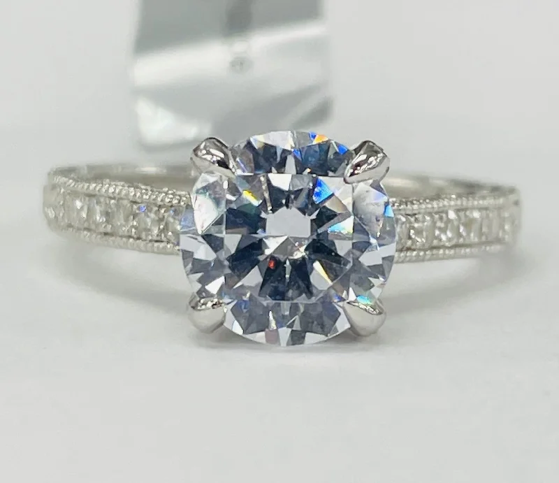 trendy diamond engagement rings for brides-Noam Carver - Premium Vintage Inspired Hidden Halo White Gold Diamond Setting