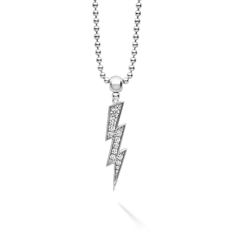 women’s elegant chain necklaces-Caviar Spark Large Lightning Bolt Diamond Pendant Necklace