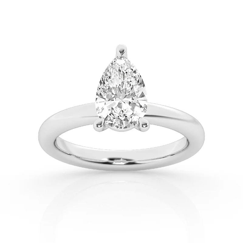 engagement rings with platinum and diamonds-Pear Lab Diamond Solitaire Ring by Mercury Rings