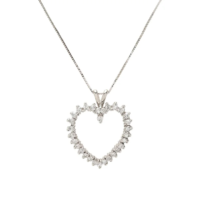 women’s elegant custom necklaces-Estate 14k Diamond Heart Necklace .60ctw