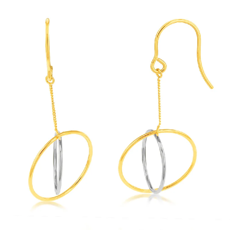 women’s geometric hoop earrings-9ct Yellow And White Abstract Circle Drop Earrings