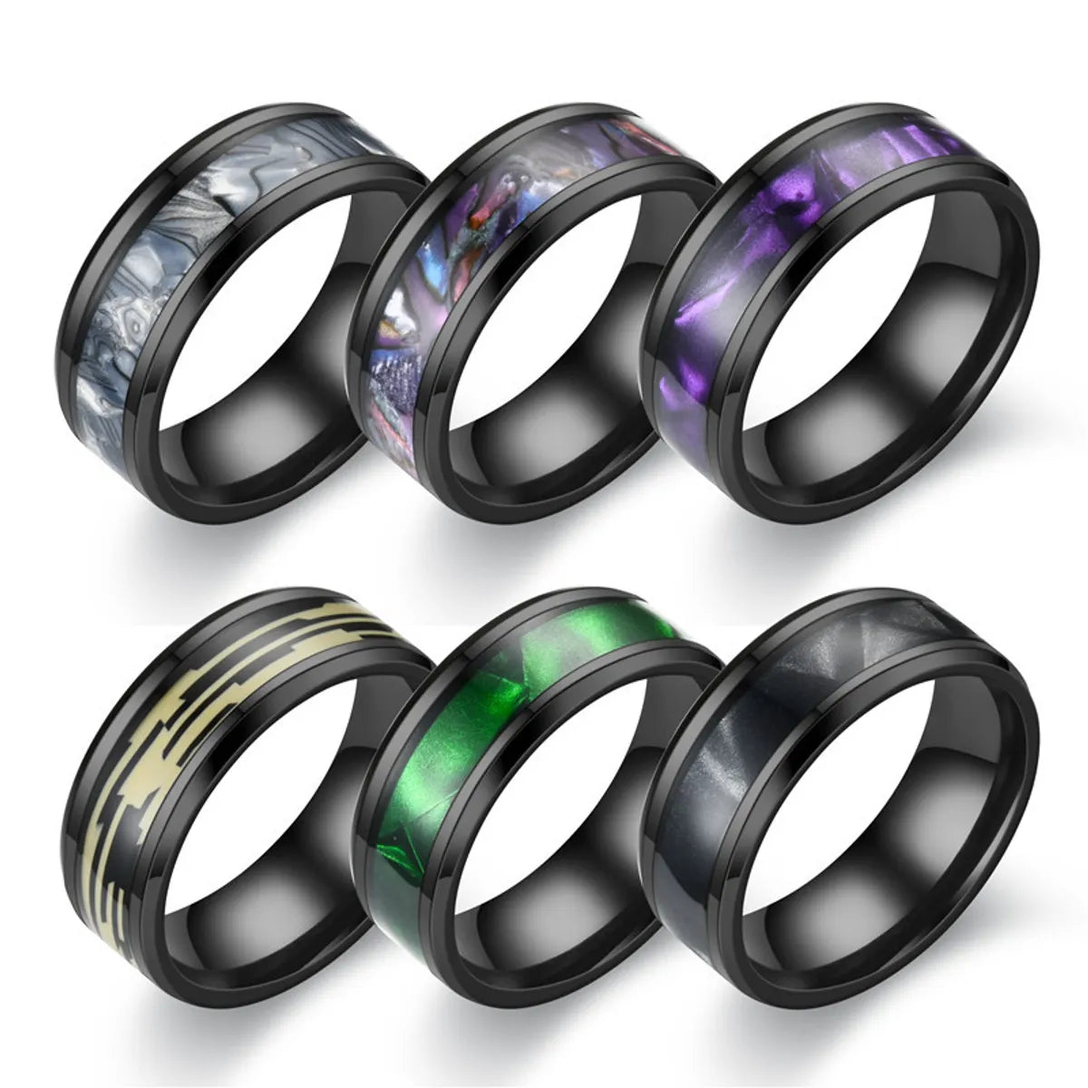 women’s rings with emeralds-Fashion New Colorful Stainless Steel Ring Wholesale Gooddiy