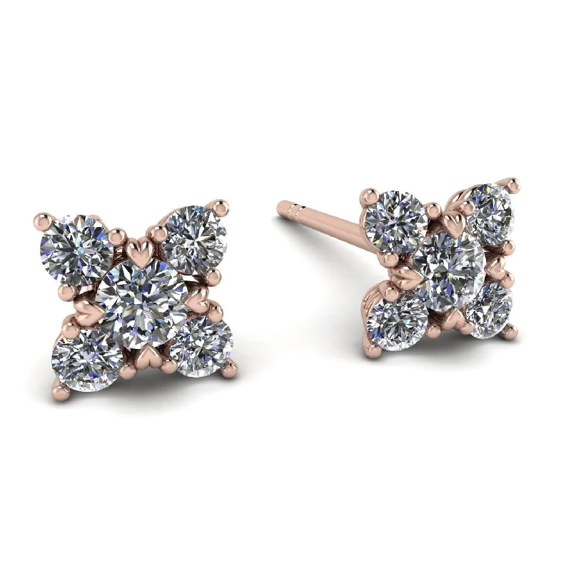 women’s sparkling earrings for night wear-Geometrical 5 Diamonds Stud Earrings - Noa No. 2