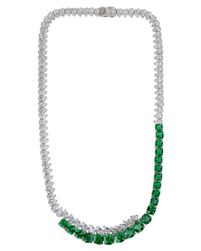 women’s chunky necklaces-Emerald Overlapping Statement Necklace