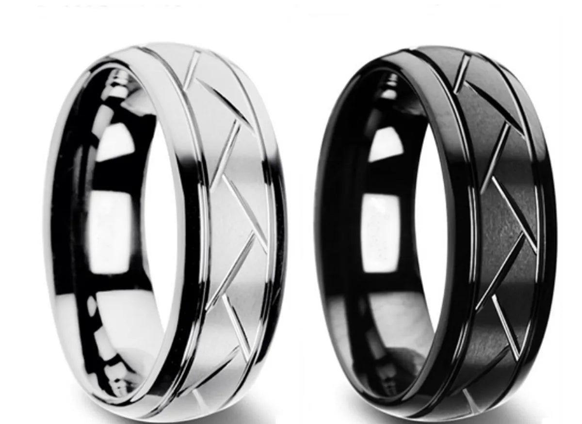 women’s designer rings-Simple Style Lines Stainless Steel Unisex Rings