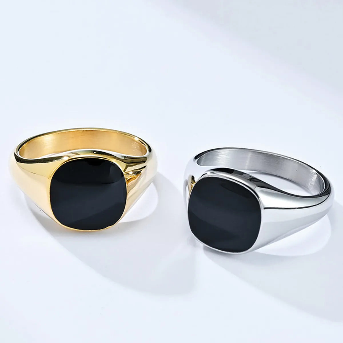 women’s twisted band rings-Simple Style Square Titanium Steel Polishing Enamel Rings 1 Piece