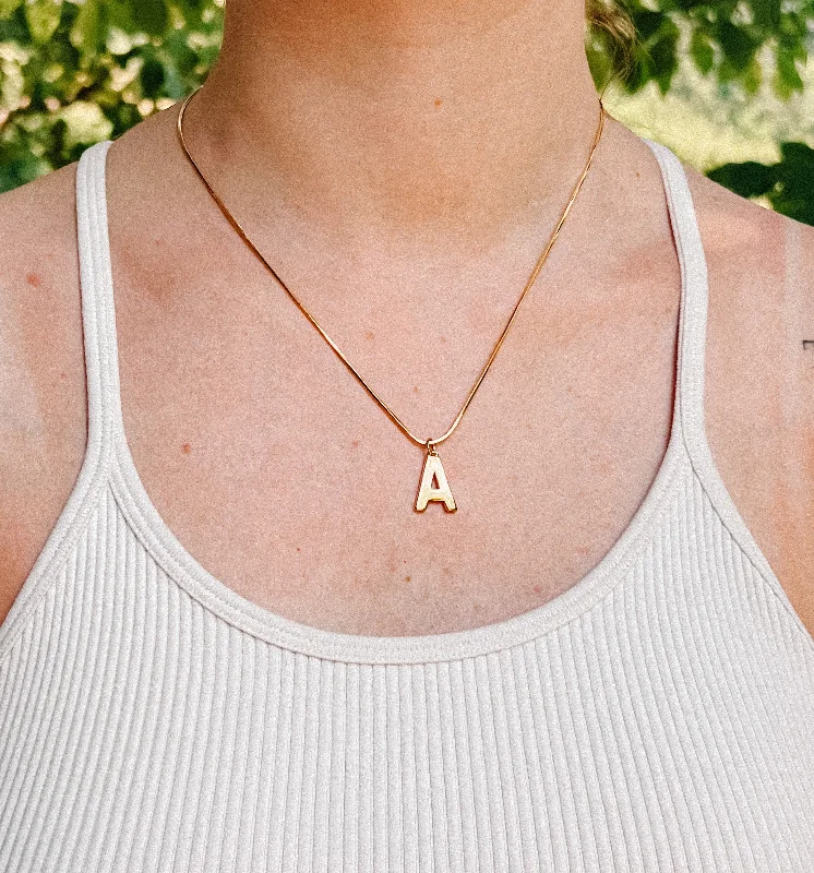 women’s minimalist charm necklaces-Statement Gold Filled Initial Necklace