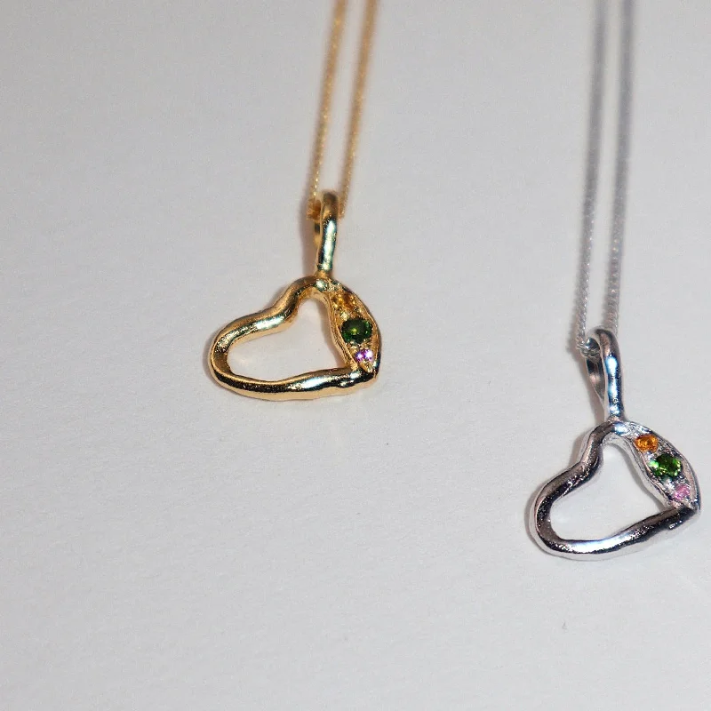 women’s two-tone gemstone necklaces-'Mixed Emotion' Heart Necklace