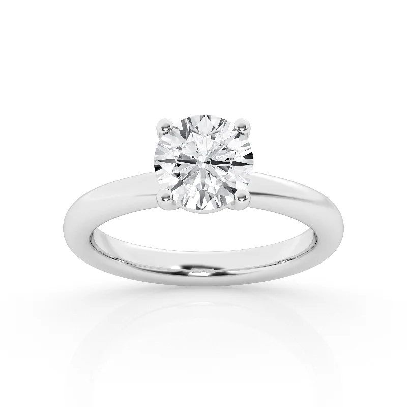 engagement rings with sapphire accents-Round Lab Diamond Solitaire Ring by Mercury Rings