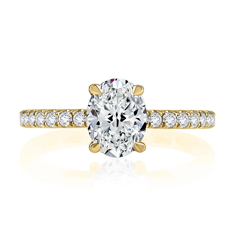 classic halo engagement rings with diamonds-Diamond Semi Mount Ring | 18k Yellow (1.50ct Head)