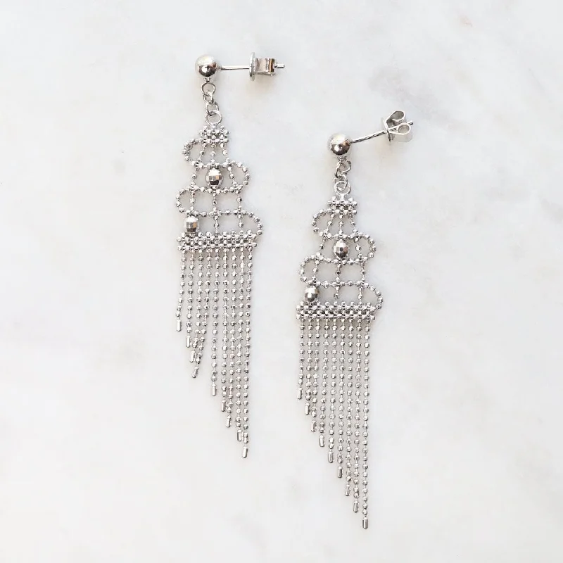 women’s elegant gold earrings-Sterling Silver Woven Drape with Dangles Earrings