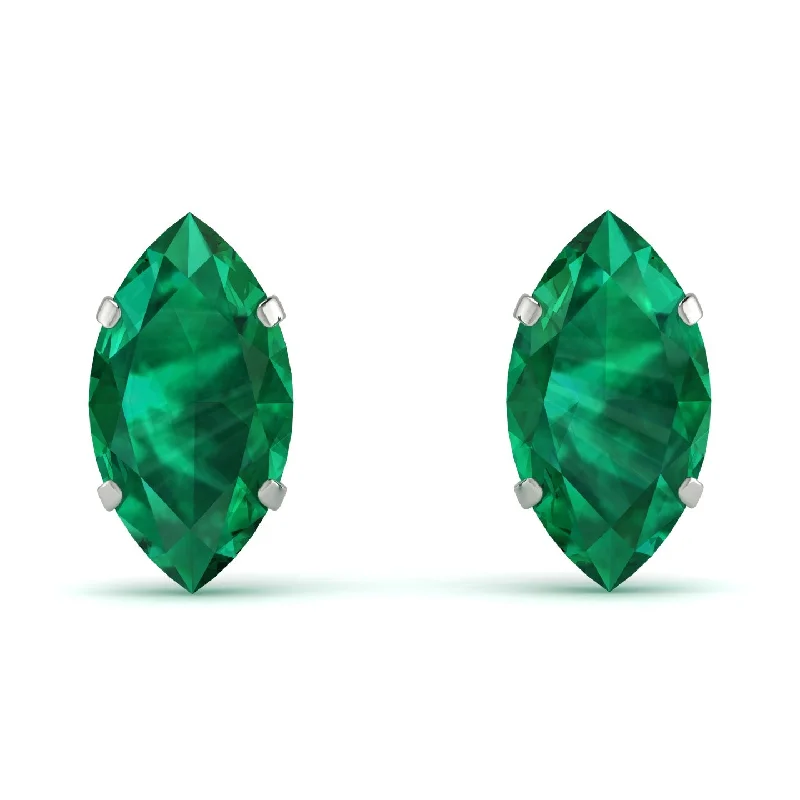 women’s elegant dangling earrings-Hidden Halo Marquise Emerald Earrings - Journey No. 36