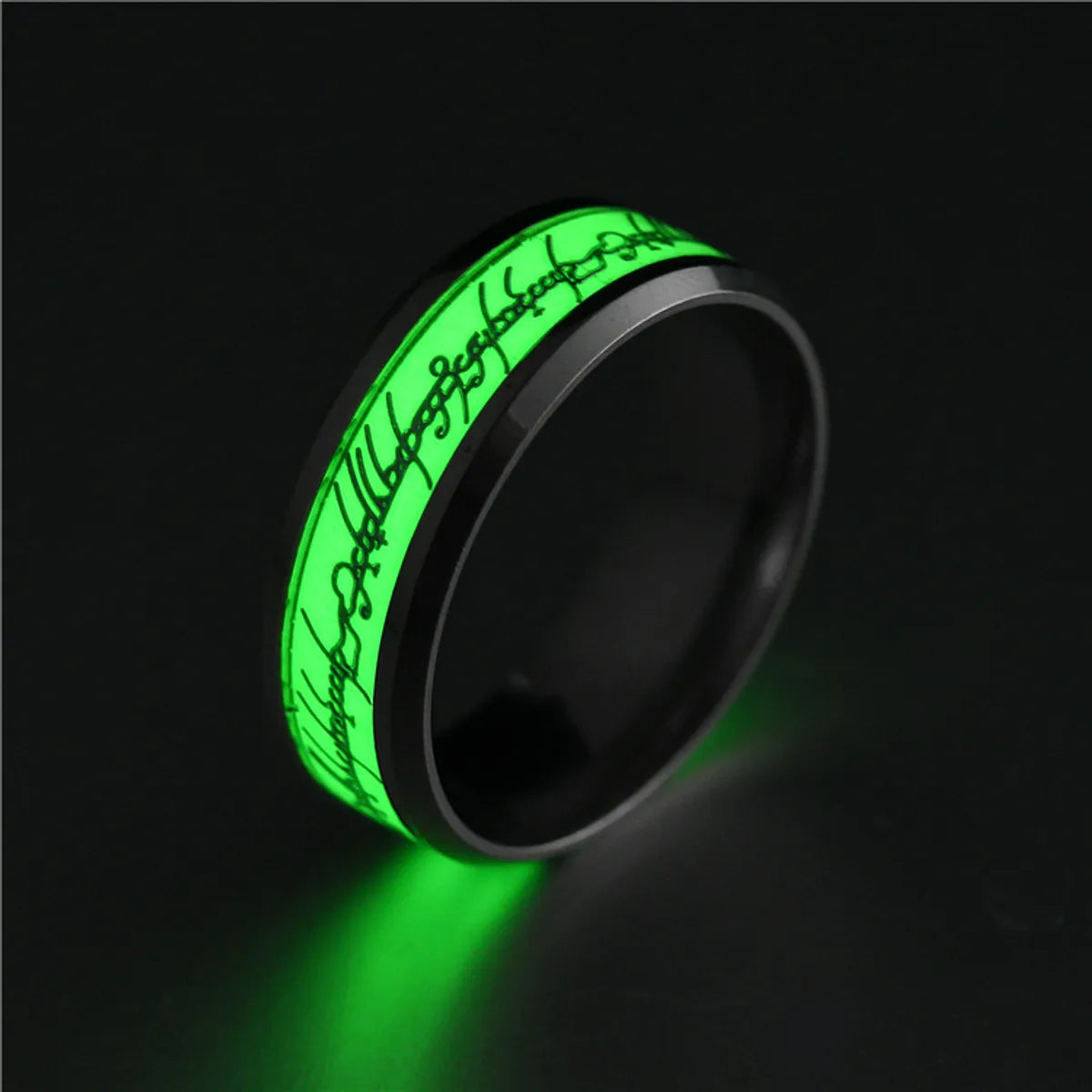 women’s mixed metal wedding rings-Cross-Border Ornament Stainless Steel Luminous Ring Fluorescent Stall Supply Titanium Steel Magic Ring The Lord Of The Rings Wholesale