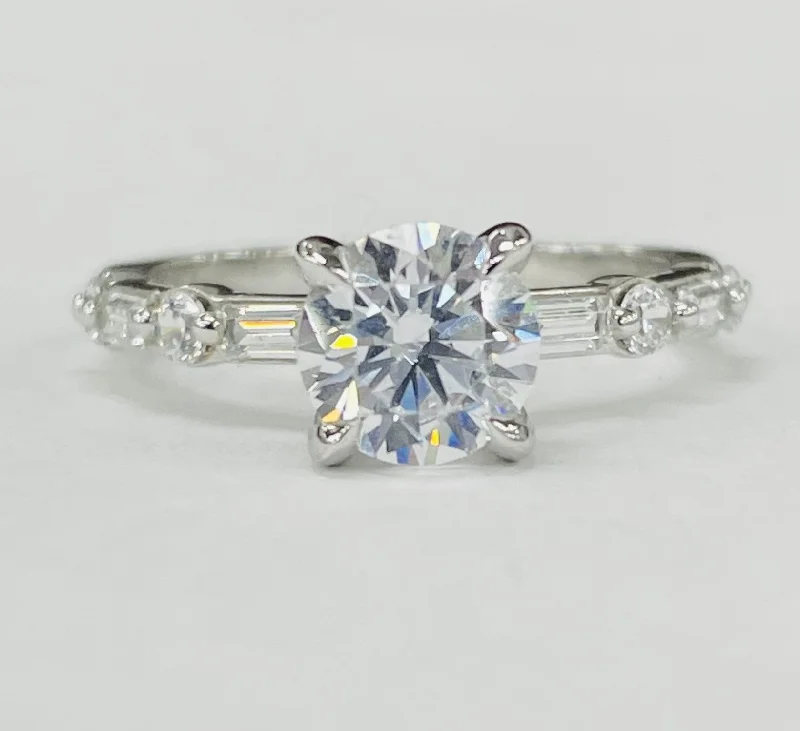 simple wedding engagement rings-Romance - Simple Baghuette Diamond Setting