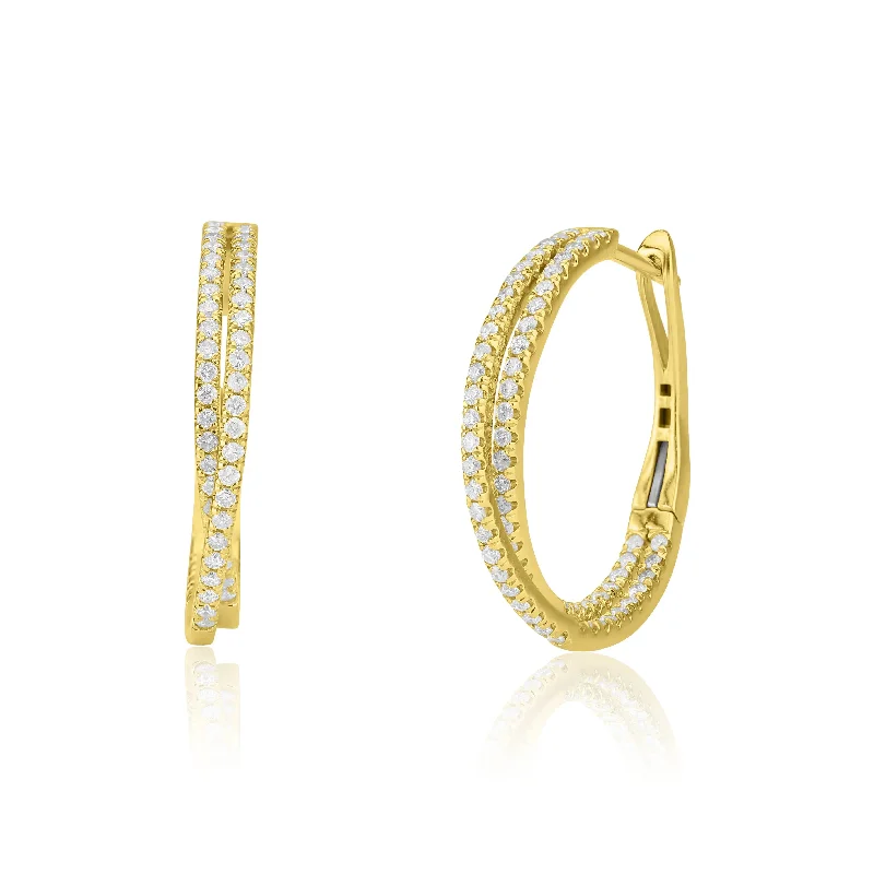 women’s delicate hoop earrings-Twist Diamond Hoops Earrings