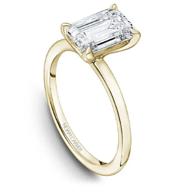 custom engagement rings for brides-Noam Carver 14K Yellow shank with 14K White Gold Head Solita...