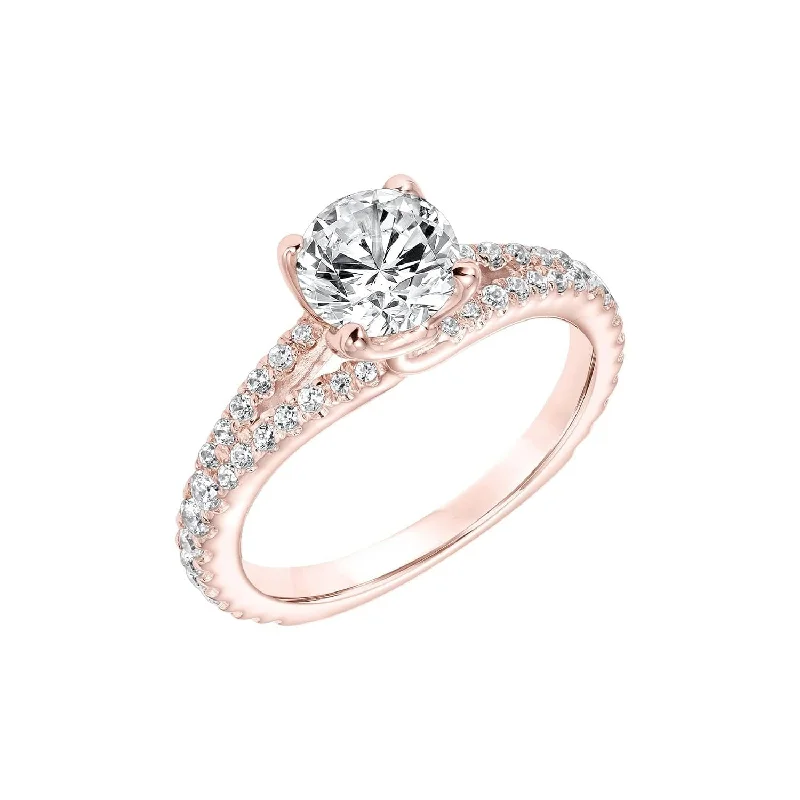 affordable gold engagement rings-Diamond Semi Mount Ring