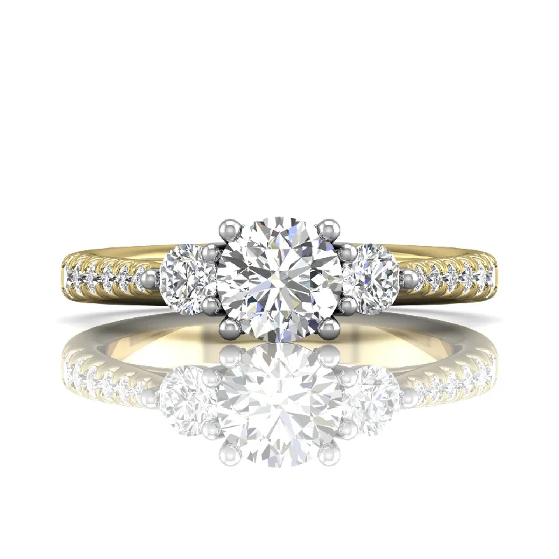 affordable engagement rings with precious stones-Petite Side Stone 3-Stone Ring