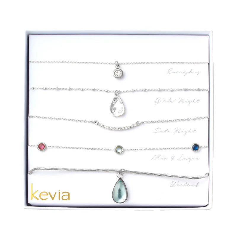 women’s fashion pendant necklaces-Blue Topaz Teardrop Necklace Set